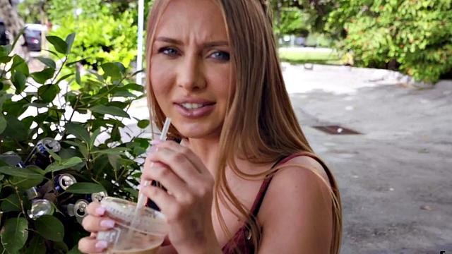 A busty babe get picked up on the street and fucked in public POV style