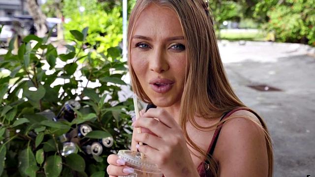 A busty babe get picked up on the street and fucked in public POV style