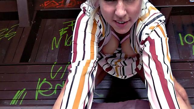 Real German lady POV fucked outdoor by sex date