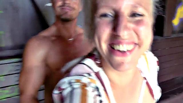 Real German lady POV fucked outdoor by sex date