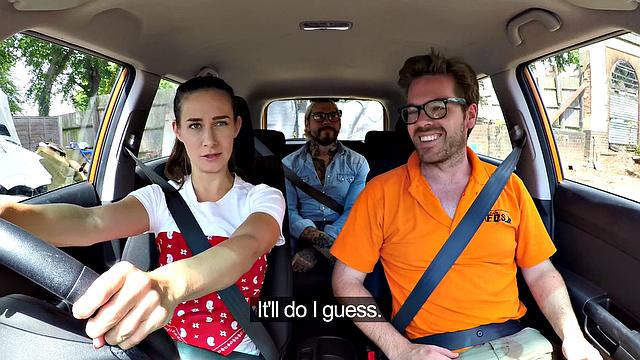 Naughty students fuck in car in secret POV action