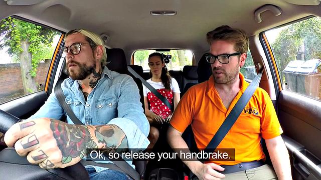 Naughty students fuck in car in secret POV action