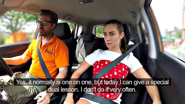 Naughty students fuck in car in secret POV action