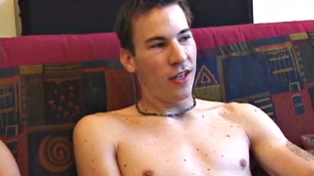 Brock Labelli and Kent Stryker jack off through their flies. Then they strip and Brock blows Kent, which turns into a sexy 69. With Kent relaxing on the couch, Brock goes to town on his buddy's cock.