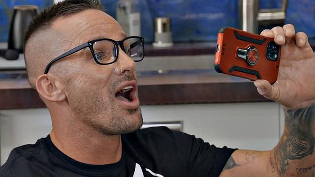 Big-titted transgender fucked by male in tight anal