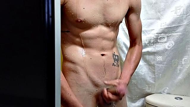 We look in on Dominic taking a shower. As the water cascades down his naked self, the young Latino works up a boner. Once hard, he starts jerking off, while we enjoy a good view of his slim and smooth body.