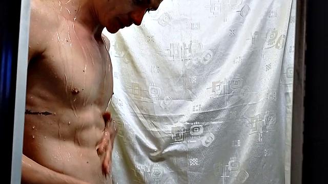 We look in on Dominic taking a shower. As the water cascades down his naked self, the young Latino works up a boner. Once hard, he starts jerking off, while we enjoy a good view of his slim and smooth body.