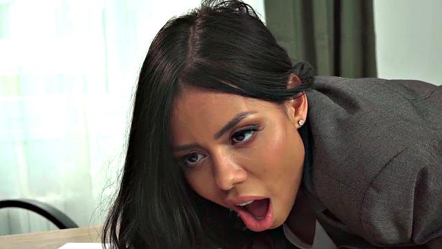 Assfucked Latina secretary spoils boss in the office