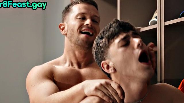 Str8 jock fucks twink in sportive locker room