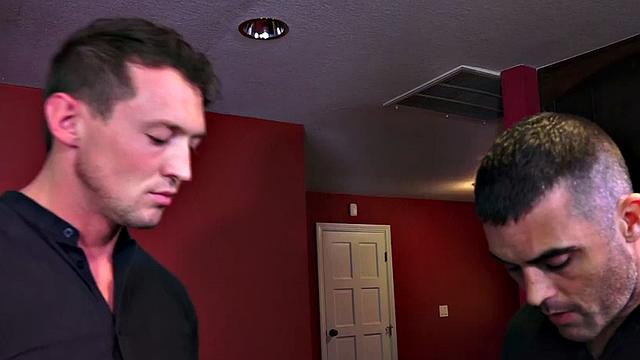 Bottom toys lover's asshole with sex toy and films him