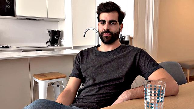 HUNT4K. Girl with dark hair helps boyfriends friend relax with her twat