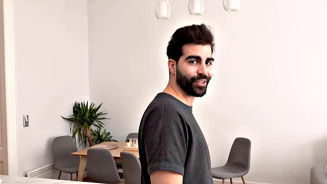 HUNT4K. Girl with dark hair helps boyfriends friend relax with her twat