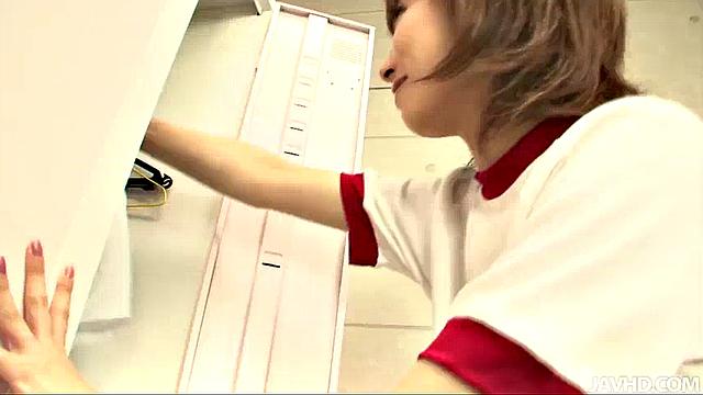 Big titty Yui Misaki fingers her pink pussy