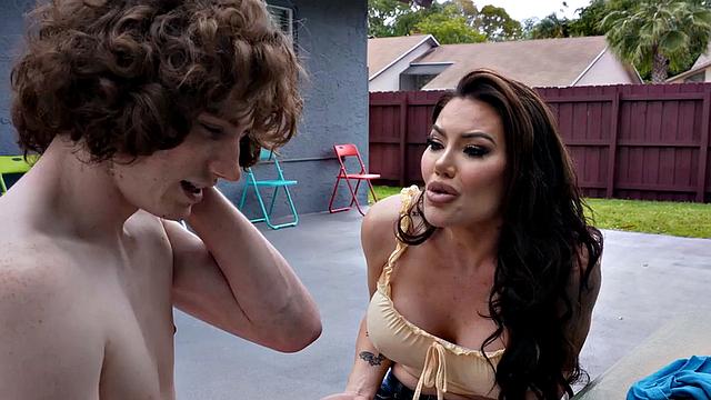 Nympho stepmom smashed by nerdy stepson while dirty talking