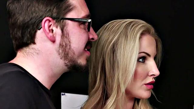 CFNM border control slut with ponytail gets her mouth and pussy stuffed in a wild 3some with a MILF