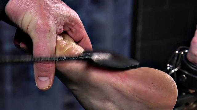 Hairypussy redhead with pigtails suffers BDSM whipping