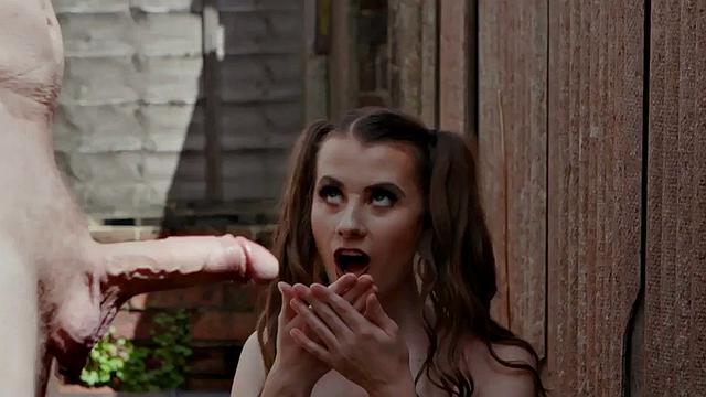 British college uniform voyeur teases guy outdoors