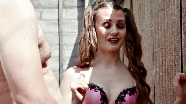 British college uniform voyeur teases guy outdoors