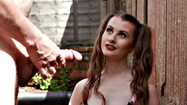 British college uniform voyeur teases guy outdoors