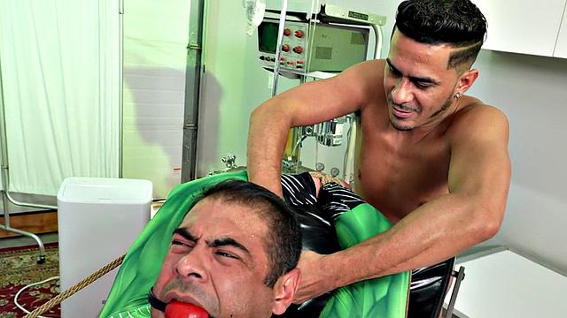 BDSM crossdresser barebacked in infirmary after machine