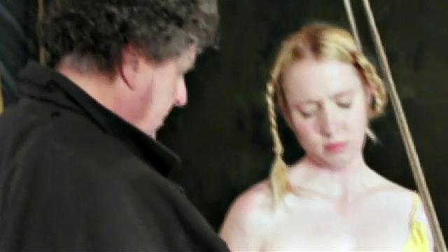 Blonde teen in the bondage video