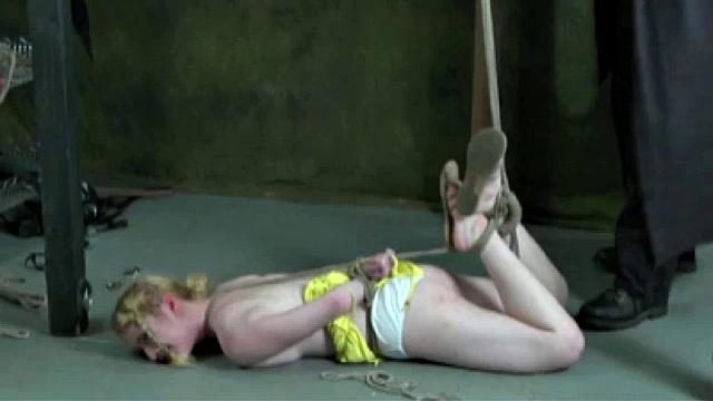 Blonde teen in the bondage video