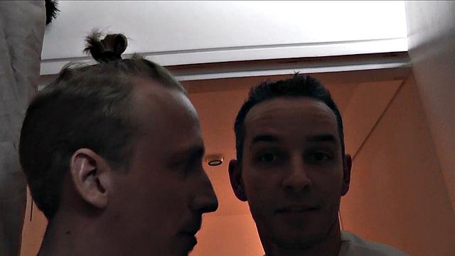 Inked UK slut and friend slammed by two huge cocks