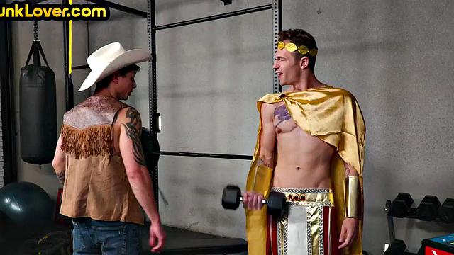 Sporty jocks in anal bareback training