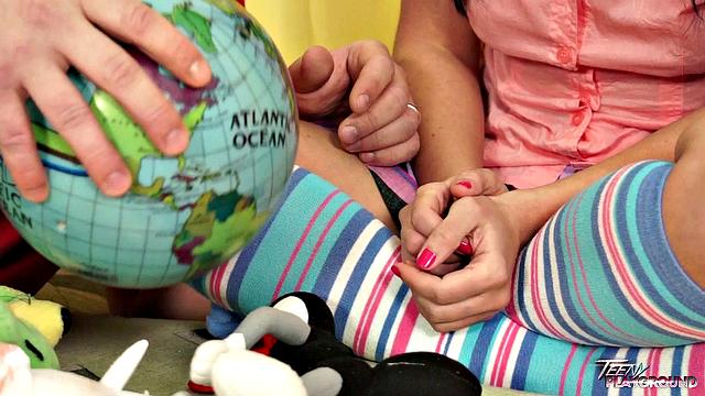 Teen fucks older guy in bedroom while parents are away