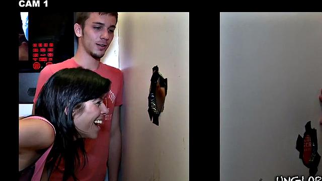 Amateur fooled into passionate gloryhole BJ