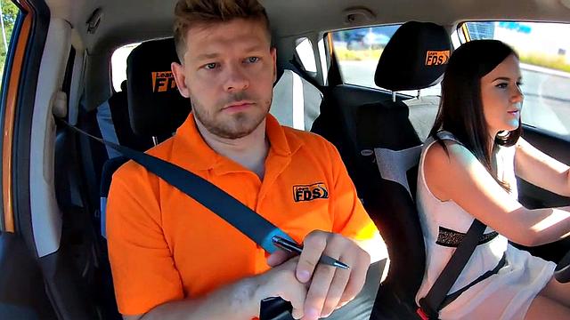 Tattooed student public fucked outdoor in car