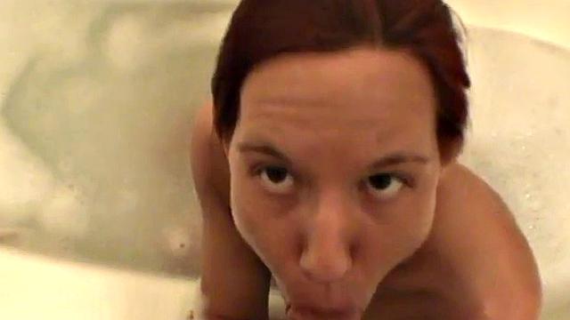 Cute redhead sucks off hard cock