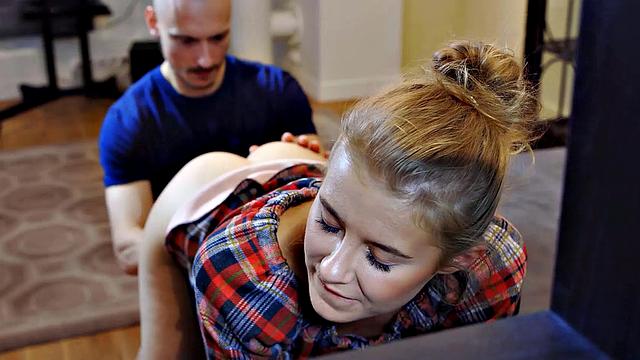 STUCK4K. Girl is penetrated by man who promises help with hand freeing