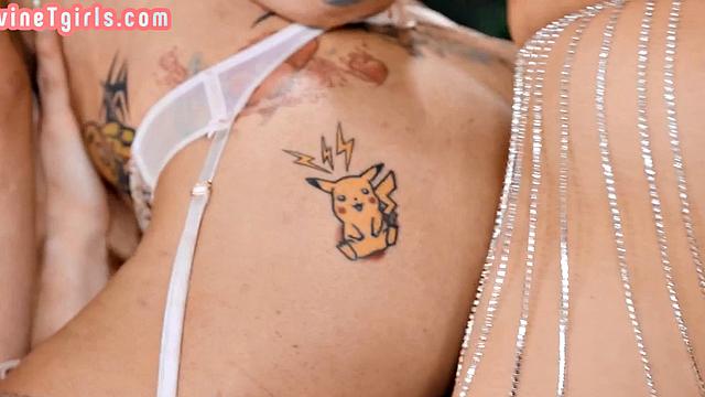 Stunning Trans sucking