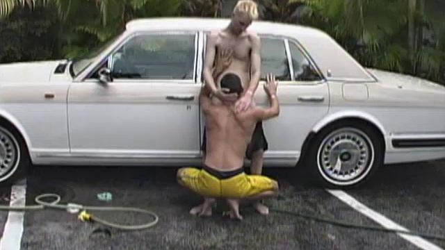In this scene, Joey Landis and Andrew Blaze start out with a simple and playful carwash, and it's hot watching these two skinny boys horsing around with the hose.