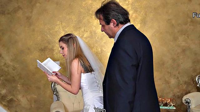 VIP4K. Psychologist watches bride getting sexual experience in wedding dress