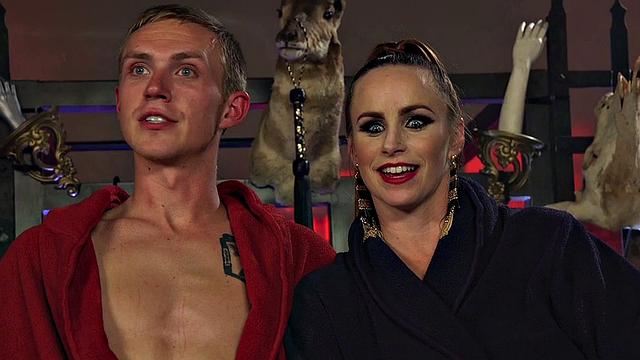 Strapon wearing CFNM MILF domina pegs her sub