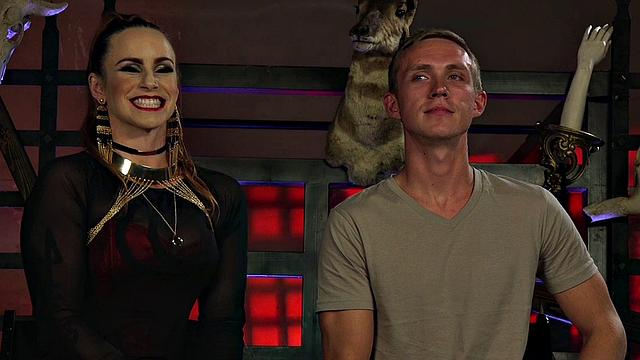 Strapon wearing CFNM MILF domina pegs her sub