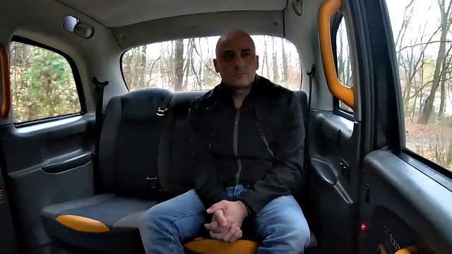 Bigtit taxi driver rides before spoon pounded on backseat