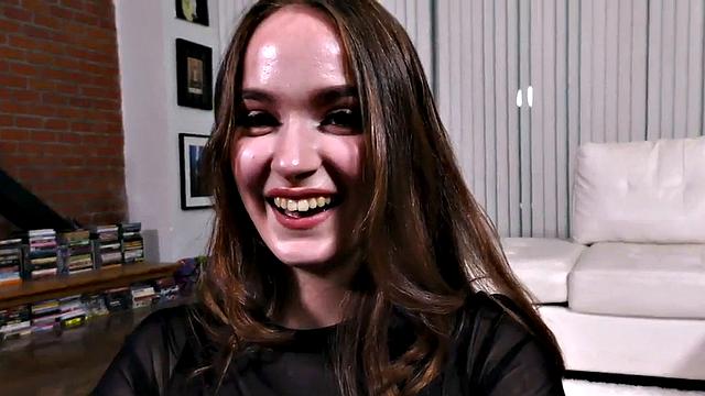 HJ POV babe talks dirty and wanks dick in POV