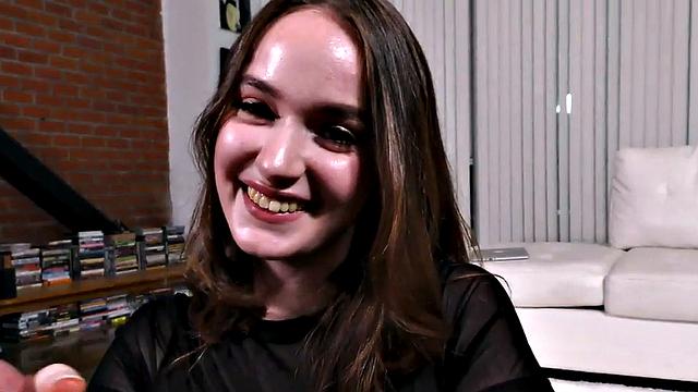 HJ POV babe talks dirty and wanks dick in POV