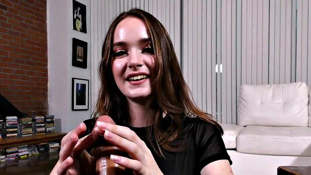 HJ POV babe talks dirty and wanks dick in POV