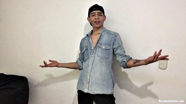 Paul leans against a wall, opens his shirt and pushes down his pants to reveal a skinny and smooth body and big uncut dick. Then he gives us a look at his little butt, while fingering himself, before stripping naked.