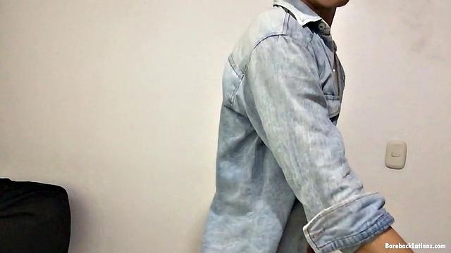 Paul leans against a wall, opens his shirt and pushes down his pants to reveal a skinny and smooth body and big uncut dick. Then he gives us a look at his little butt, while fingering himself, before stripping naked.