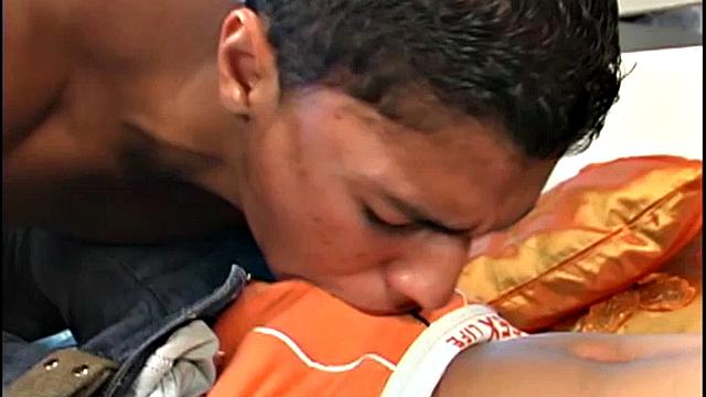 Buff boy Fabio wants to fuck Desiderio, who quickly starts stripping the horny Latino out of his clothes. In no time, Fabio is getting his dick sucked, and by the time both are naked, Desiderio is enjoying some head.