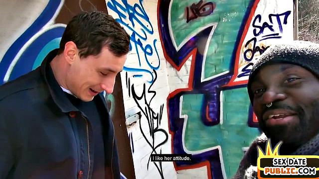 IR public amateur chick with small boobs 3way outdoors