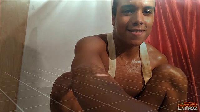 Our featured solo boy of the week is buff young Latino Jason Ben. Wearing only a jock strap, the horny boy smears oil all over his smooth body and squats down on a dildo.