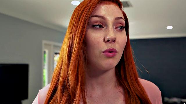 Young tattooed redhead with natural tits rides repairman's big dick in a nightie