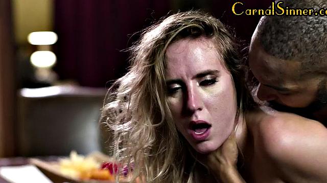 Interracial GF rough fucked in throat and pussy after argument