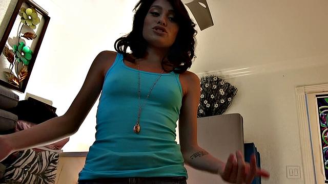 Kiras Pussy: A bald pussy in a thong and a garage doggystyle